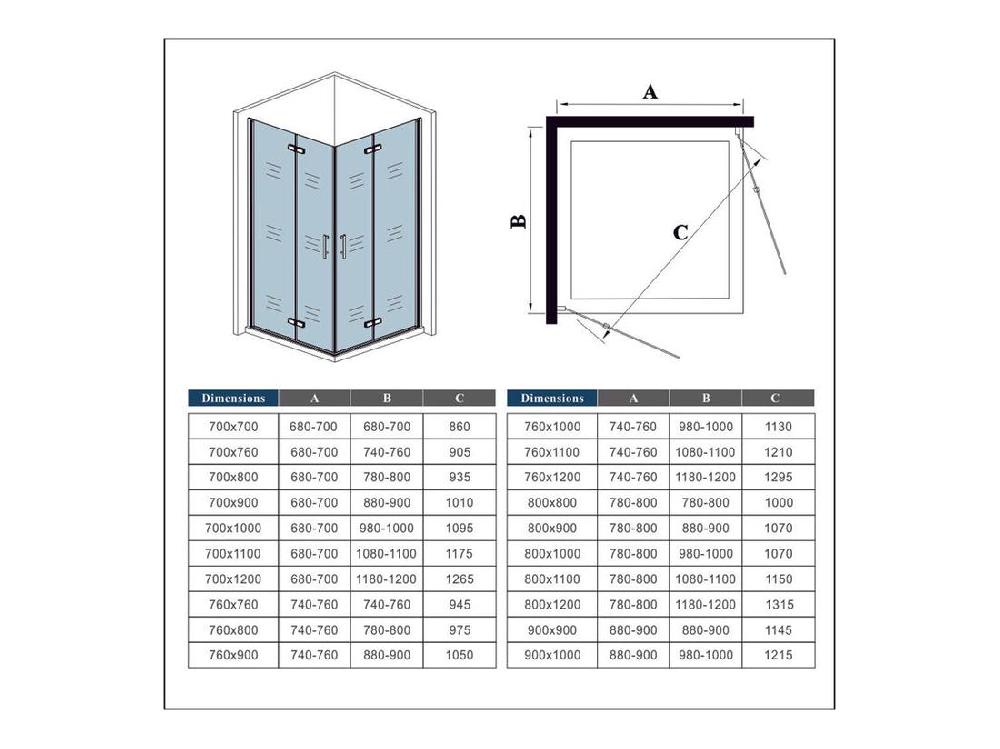 Vente Unique Cabine De Douche Pivotante Et Pliante 100x90x195cm En 6mm Verre Securit Anticalcaire Poignée En Inox