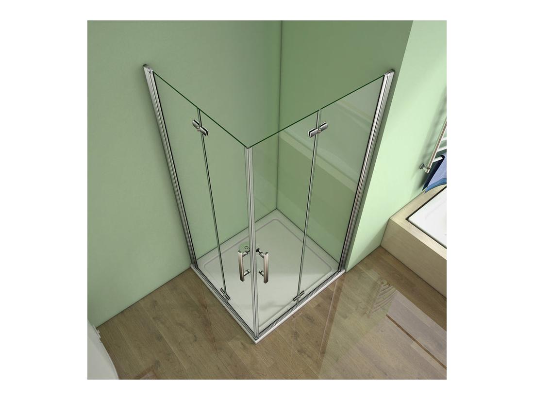 Vente Unique Cabine De Douche Pivotante Et Pliante 100x90x195cm En 6mm Verre Securit Anticalcaire Poignée En Inox
