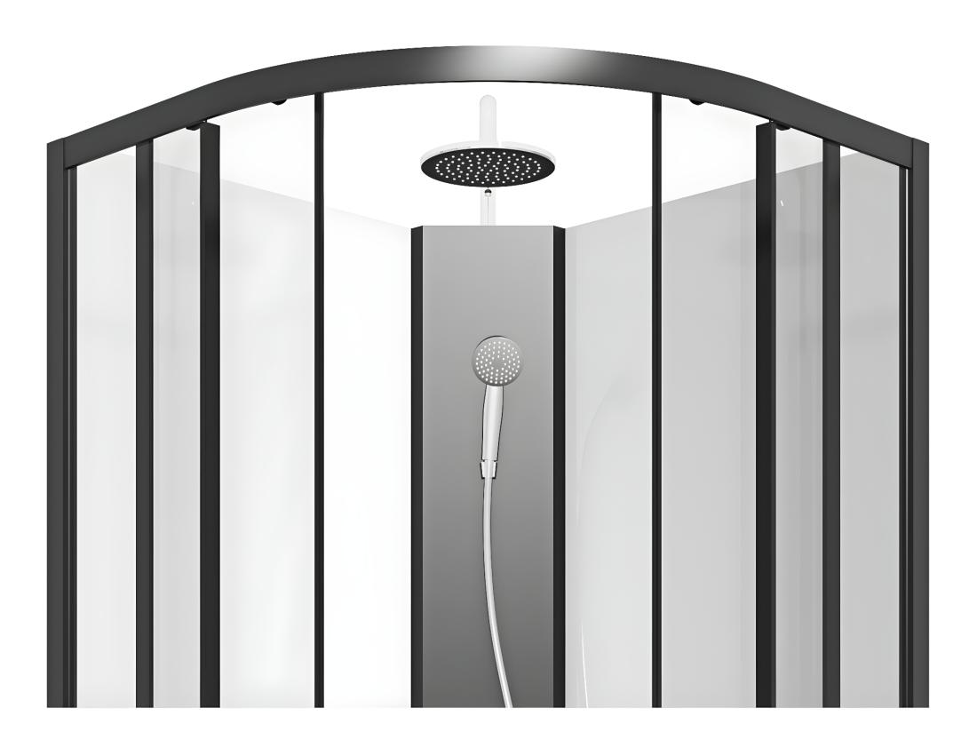 Vente Unique Cabine De Douche Quart De Cercle - Hauteur Ajustable - L80 X L80 X H200/220 Cm - Noir Et Blanc - ROVATA