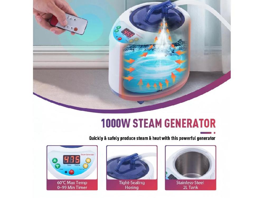 Vente Unique Cabine Sauna à Vapeur 1000W Sauna Pliable Avec Télécommande Et Instrument De Fumigation Et Chaise Pliante Tente Spa 80x80x135cm