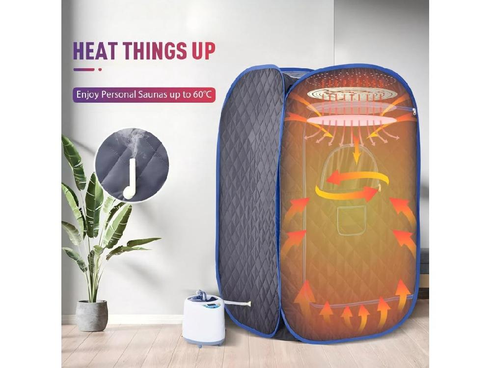 Vente Unique Cabine Sauna à Vapeur 1000W Sauna Pliable Avec Télécommande Et Instrument De Fumigation Et Chaise Pliante Tente Spa 80x80x135cm