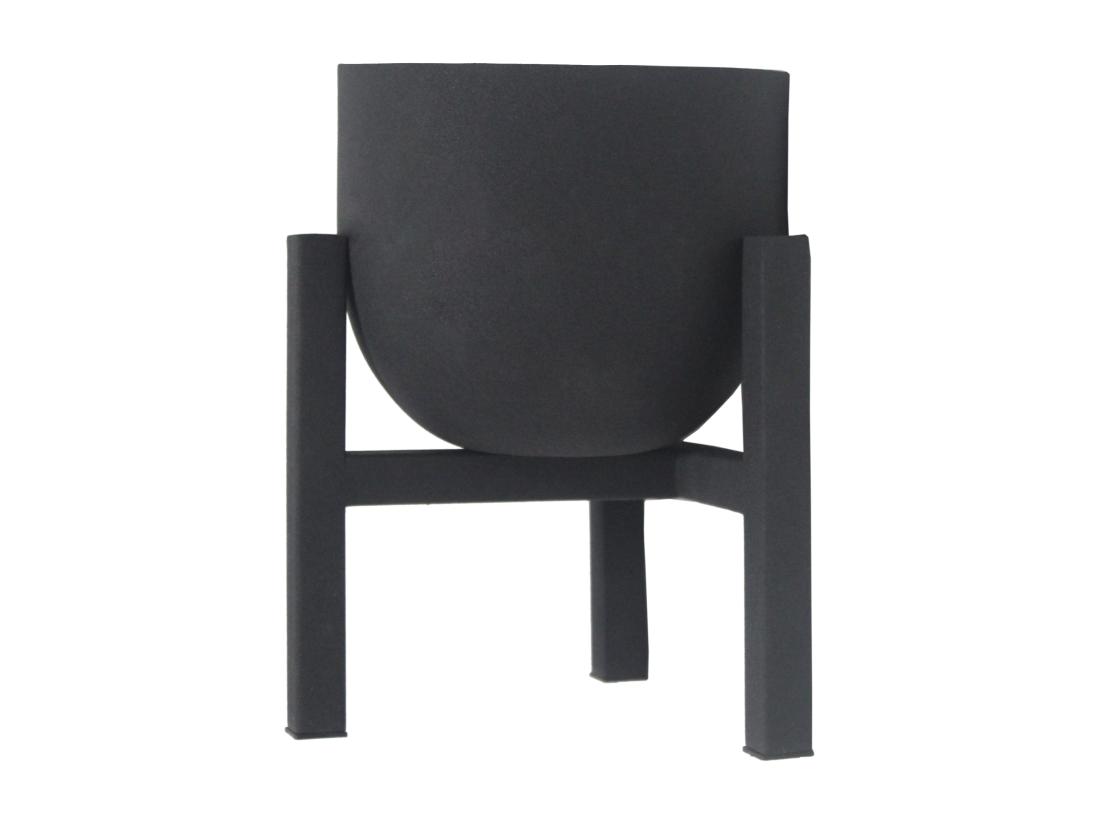 Vente Unique Cache-pot Sur Pied En Métal - D. 18 X H. 25.5 Cm - Noir Mat - ZARIWI