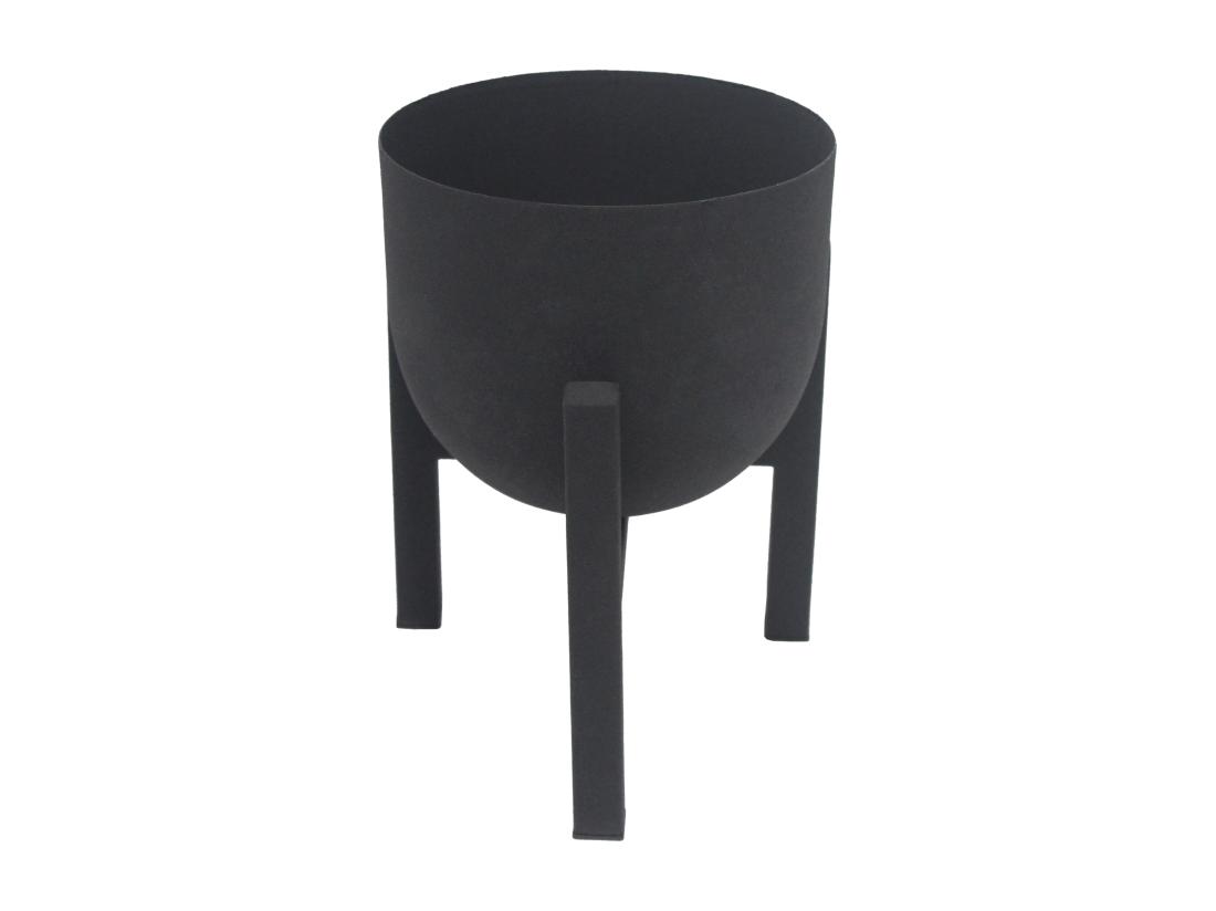 Vente Unique Cache-pot Sur Pied En Métal - D. 18 X H. 25.5 Cm - Noir Mat - ZARIWI