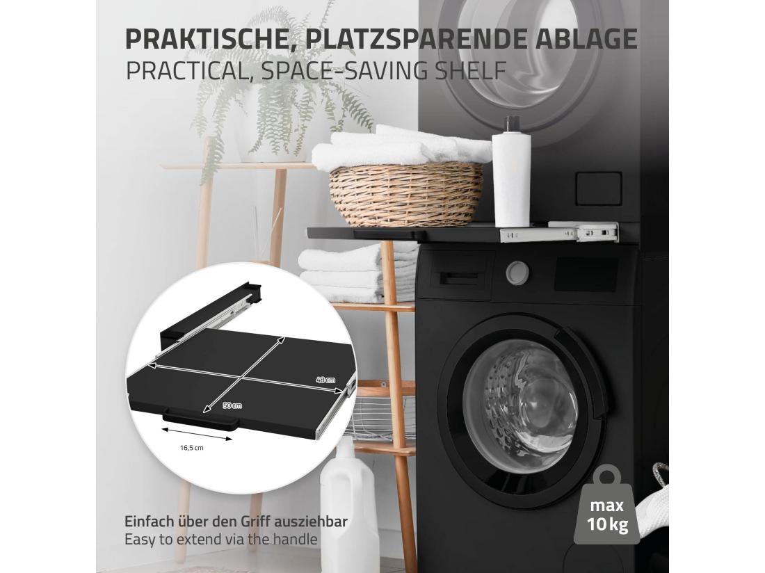 Vente Unique Cadre Intermédiaire Universel Lave-linge Cadre Liaison Extensible Noir ML-Design