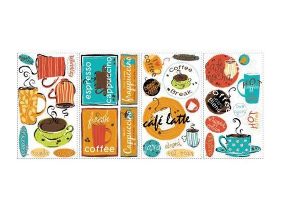 Vente Unique CAFÉ VINTAGE - Stickers Repositionnables Sur Le Thème Du Café