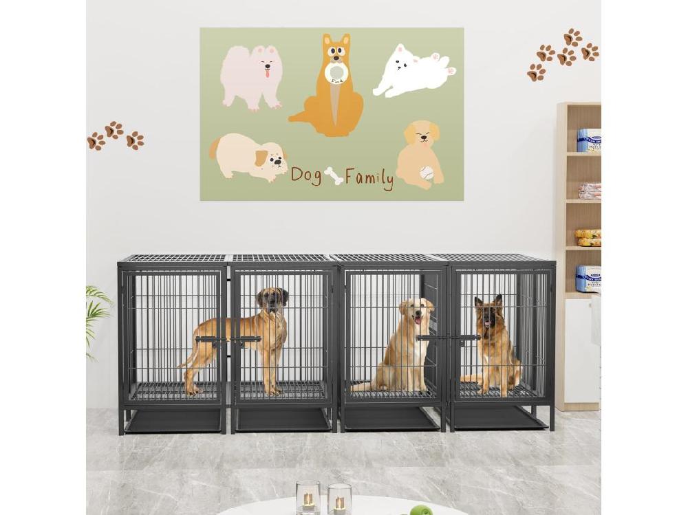 Vente Unique Cage Chien Avec 3 Porte Intérieur Caisse Pour Chien Xxl Grande Taille Avec Plateau Amovible 90x62x68cm