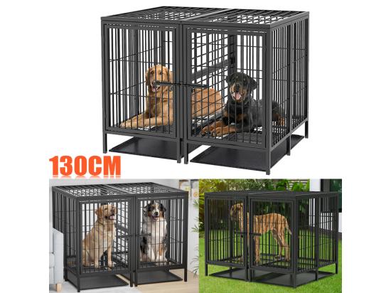 Vente Unique Cage Chien Avec 3 Porte Intérieur Caisse Pour Chien Xxl Grande Taille Avec Plateau Amovible 90x62x68cm