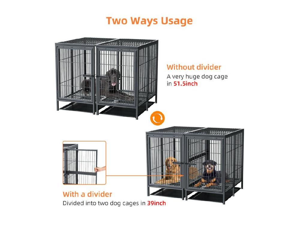 Vente Unique Cage Chien Avec 3 Porte Intérieur Caisse Pour Chien Xxl Grande Taille Avec Plateau Amovible 90x62x68cm