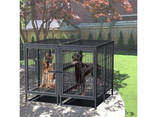 vente unique Cage chien avec 3 porte intérieur caisse pour chien xxl grande taille avec plateau amovible 90x62x68cm