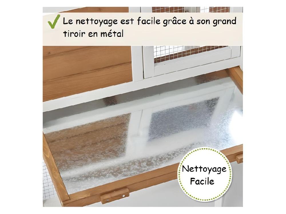 Vente Unique Cage Clapier Enclos Lapin Extérieur En Bois Haute Qualité Pour Lapins Petits Animaux- Modèle : 086 Belle Cour 146x50x86cm(LxPxH)