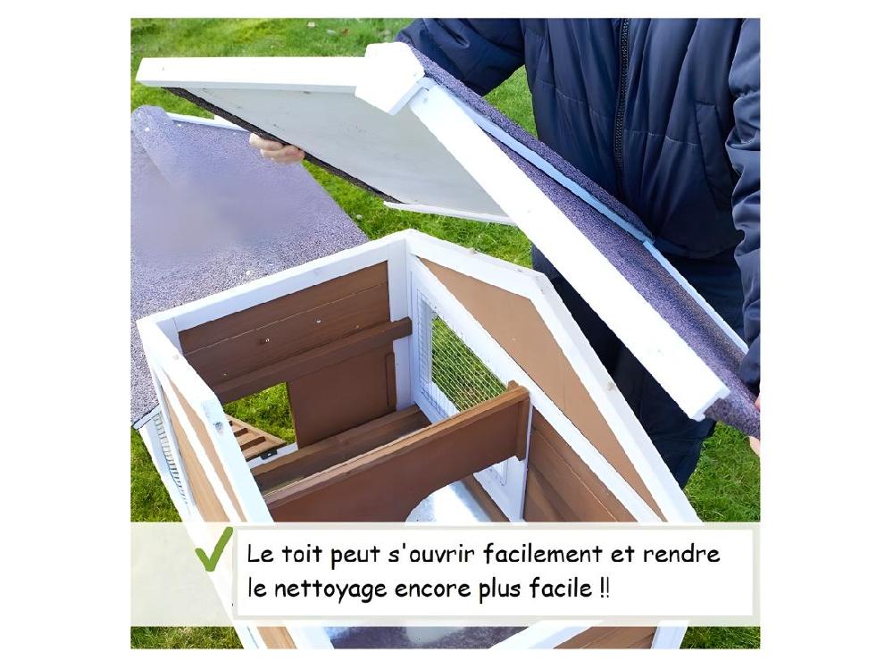 Vente Unique Cage Clapier Enclos Lapin Extérieur En Bois Haute Qualité Pour Lapins Petits Animaux- Modèle : 086 Belle Cour 146x50x86cm(LxPxH)