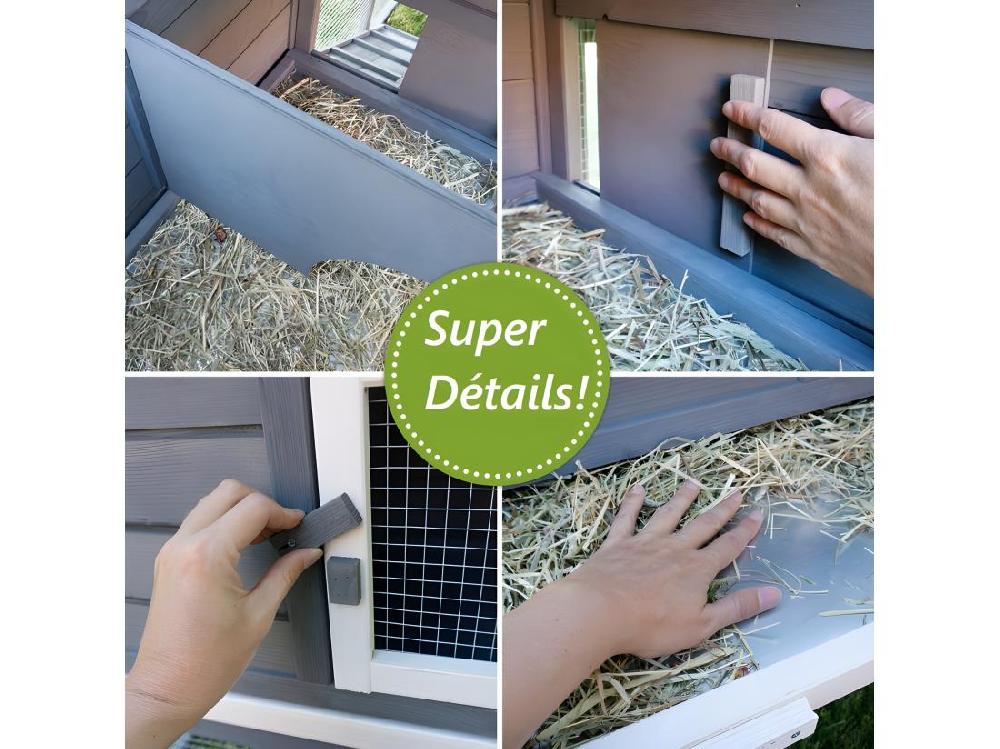 Vente Unique Cage Clapier Enclos Lapin Extérieur En Pour Lapins Petits Animaux 088 Maison De Rêve 146x50x86cm(LxPxH)