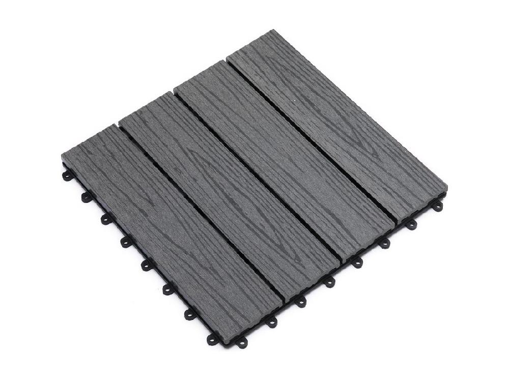 Vente Unique Caillebotis - Dalles Terrasse - Lot De 11 - Clipsables Installation Très Simple - Lamelles Composite Aspect Bois Gris