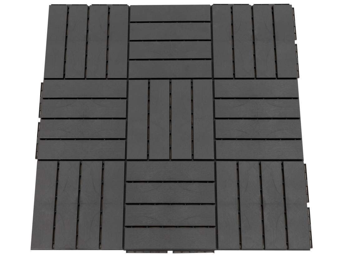 Vente Unique Caillebotis - Dalles Terrasse - Lot De 9 - Emboîtables Installation Très Simple - Petits Carreaux Composite Plastique Imitation Bois Noir