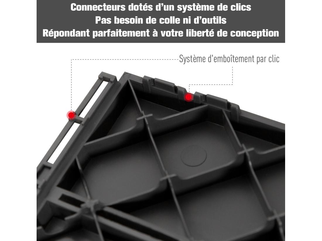 Vente Unique Caillebotis - Dalles Terrasse - Lot De 9 - Emboîtables Installation Très Simple - Petits Carreaux Composite Plastique Imitation Bois Noir