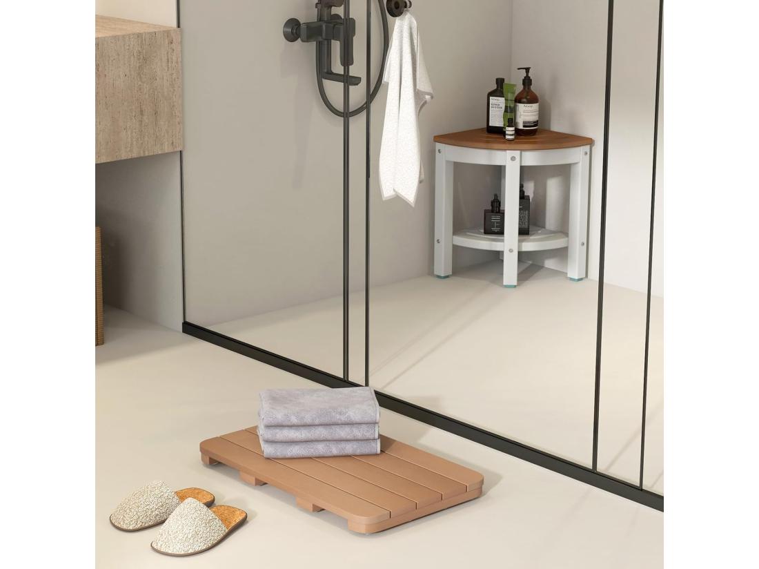 Vente Unique Caillebotis De Douche En Hips Anti-moisissures Et Antidérapant (34 X 55 Cm Marron)