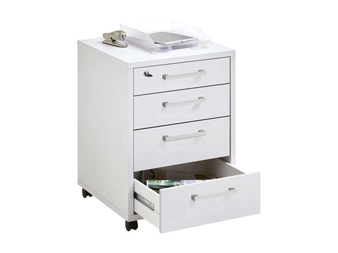 Vente Unique Caisson De Bureau 4 Tiroirs "Kazed" 65cm Blanc