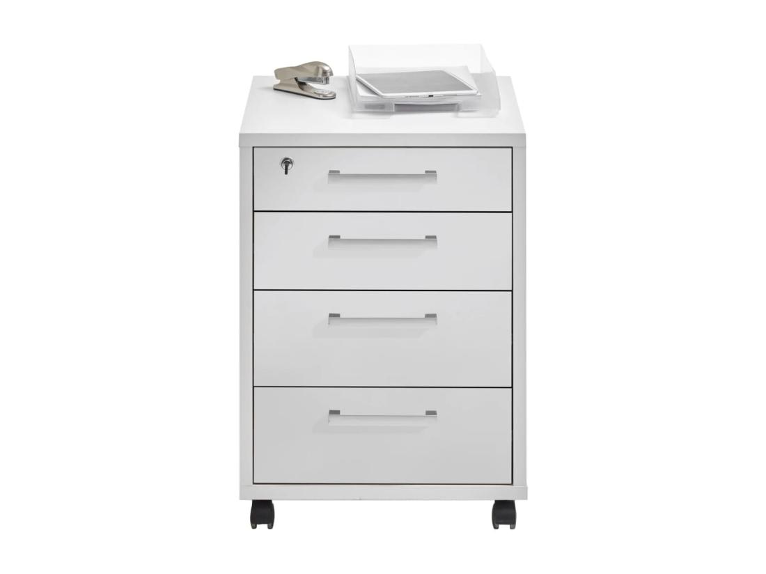 Vente Unique Caisson De Bureau 4 Tiroirs "Kazed" 65cm Blanc