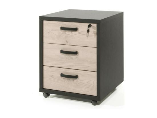 vente unique Caisson de rangement bureau 3 tiroirs Chêne et Noir