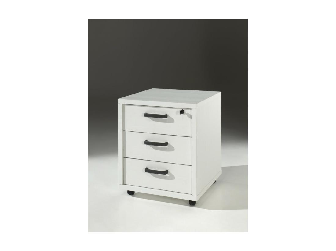 vente unique Caisson de rangement bureau 3 tiroirs coloris blanc mat