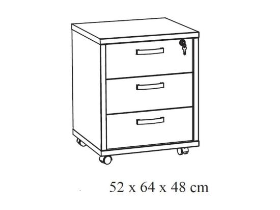 Vente Unique Caisson De Rangement Pour Bureau 3 Tiroirs Coloris Chêne Doré Collection DEPÉ