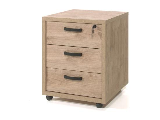 vente unique Caisson de rangement pour bureau 3 tiroirs coloris chêne doré collection DEPÉ