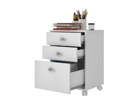 Vente Unique Caisson Roulant 3 Tiroirs Blanc Multi Usages L 44.5 H 62.5 P 35 Cm