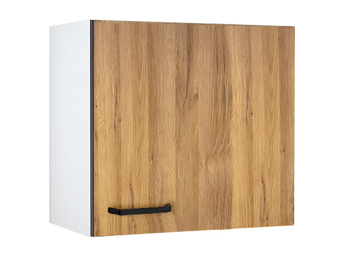 Vente Unique Caissons De Cuisine - 1 Meuble Bas & 1 Meuble Haut - 2 Portes & 1 Tiroir - Naturel & Noir - TRATTORIA