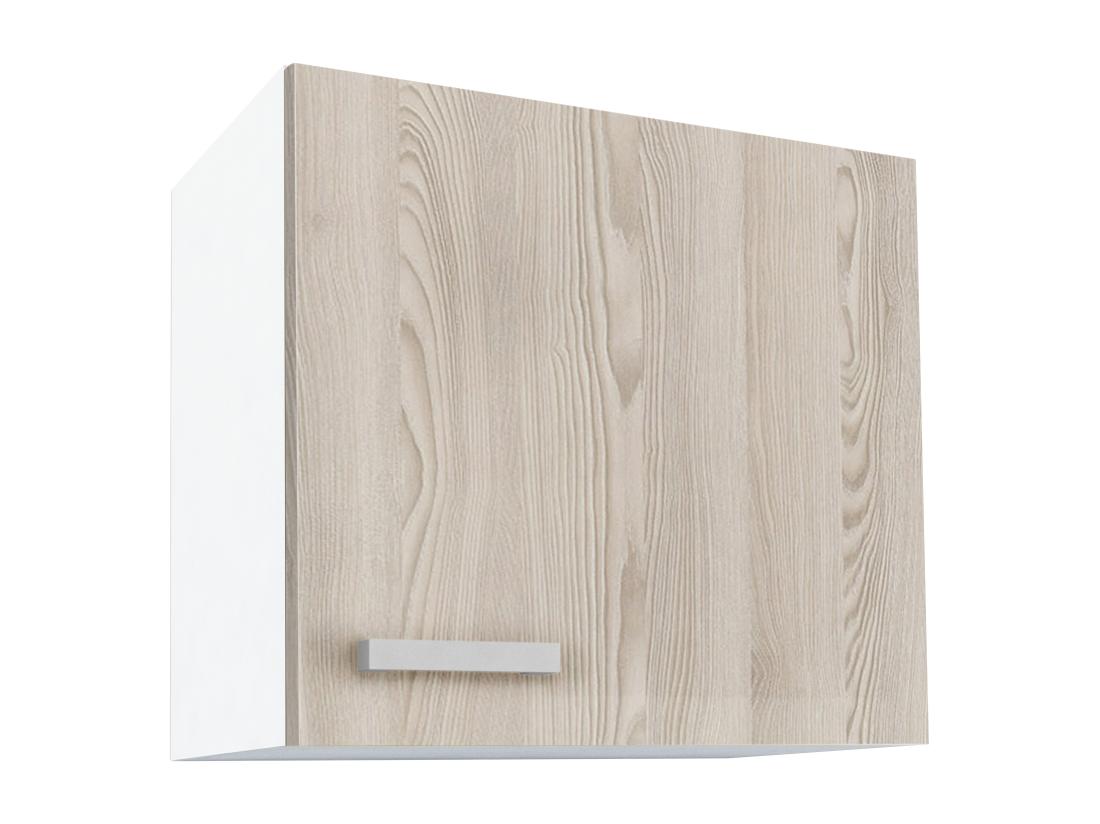 Vente Unique Caissons De Cuisine - 1 Meuble Bas & 1 Meuble Haut - 2 Portes & 1 Tiroir - Naturel Clair Et Blanc - TRATTORIA