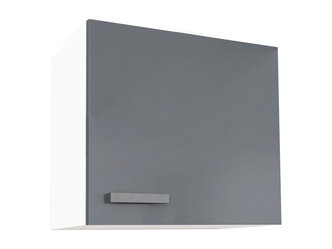 Vente Unique Caissons De Cuisine - 1 Meuble Bas & 1 Meuble Haut - 2 Tiroirs & 1 Porte - Gris Brillant & Blanc - TRATTORIA