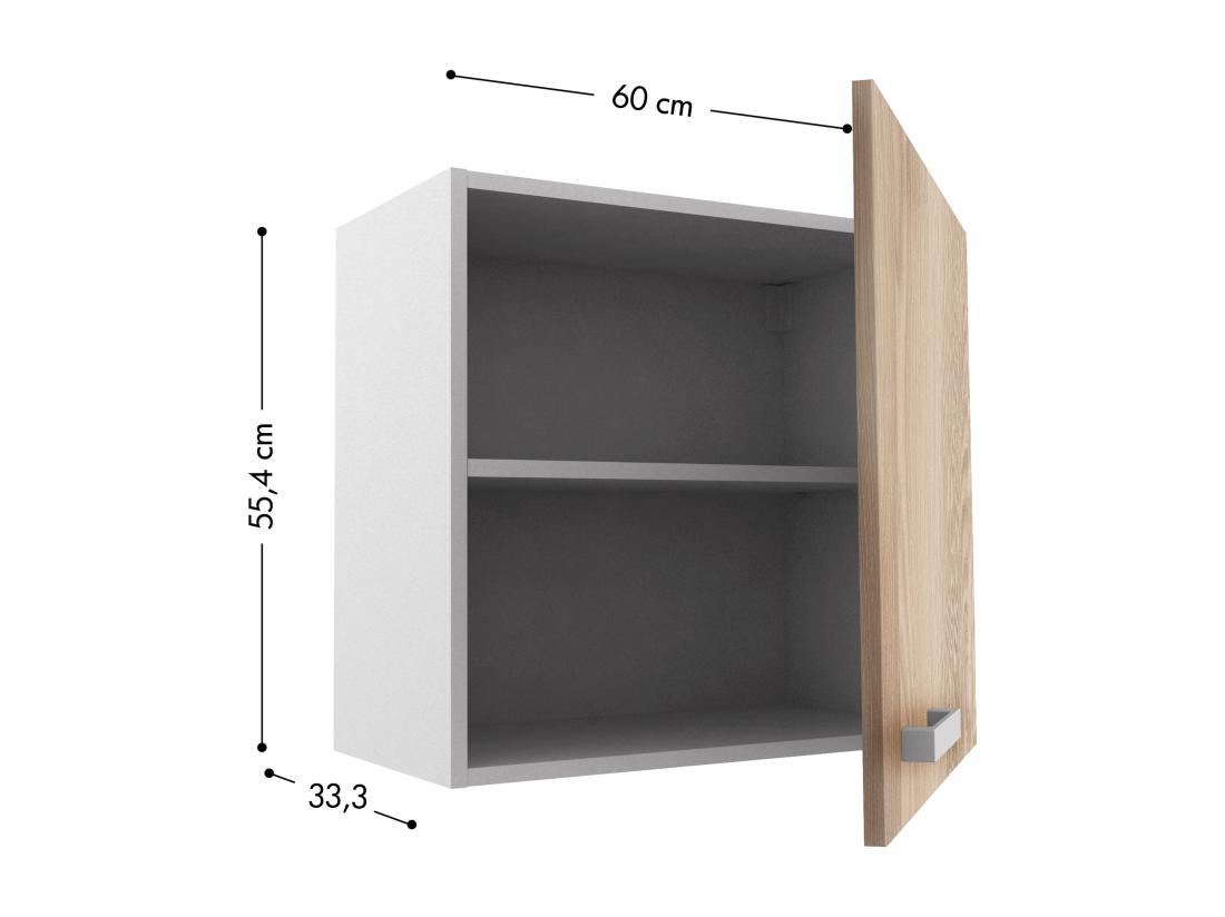 Vente Unique Caissons De Cuisine - 1 Meuble Bas & 1 Meuble Haut - 2 Tiroirs & 1 Porte - Naturel Clair & Blanc - TRATTORIA