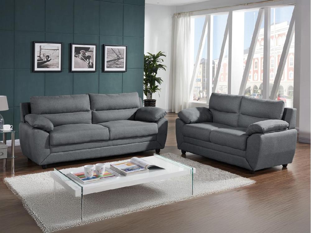 vente unique Canapé 2 places en tissu anthracite MANOA