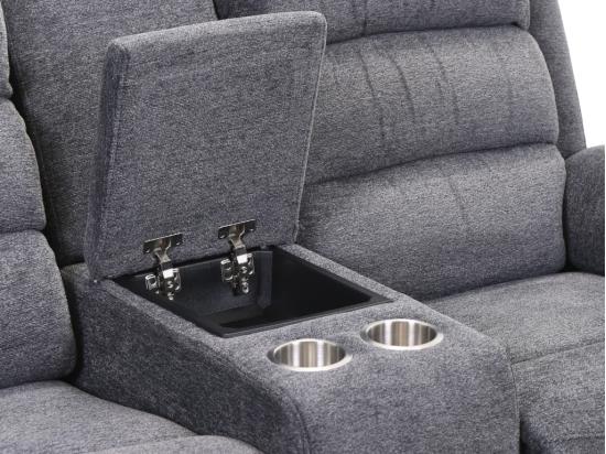 Vente Unique Canapé 2 Places Relax électrique Avec Tablette En Tissu Anthracite NEVERS