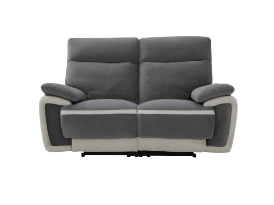 Vente Unique Canapé 2 Places Relax électrique En Velours METTI - Gris Et Bandes écru