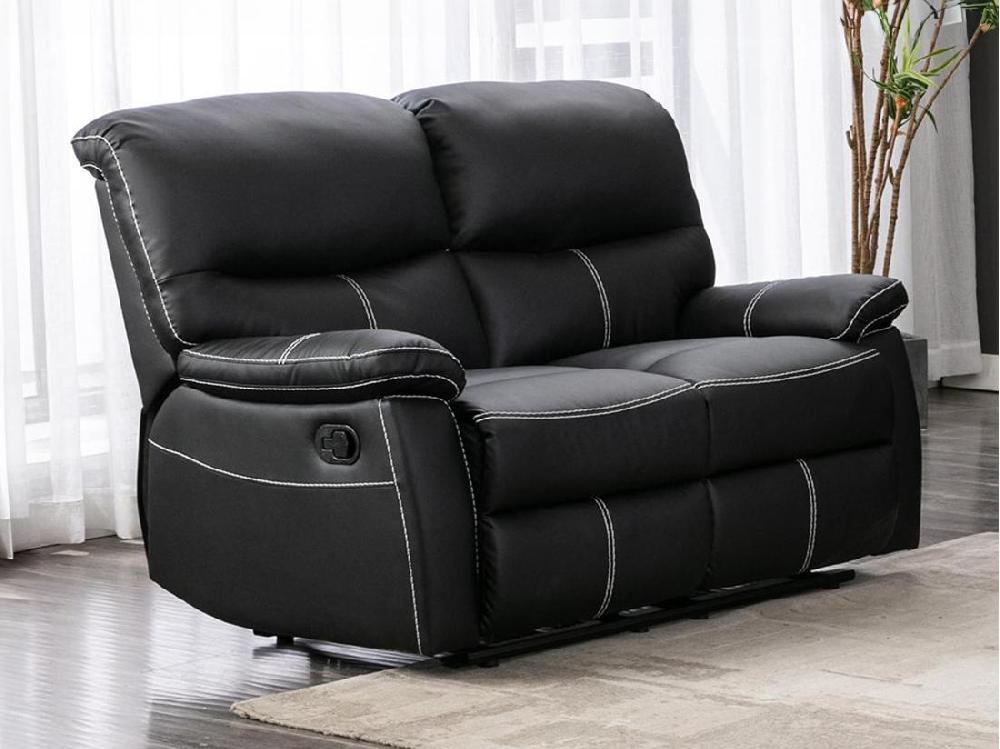 vente unique Canapé 2 places relax en simili noir CANBY