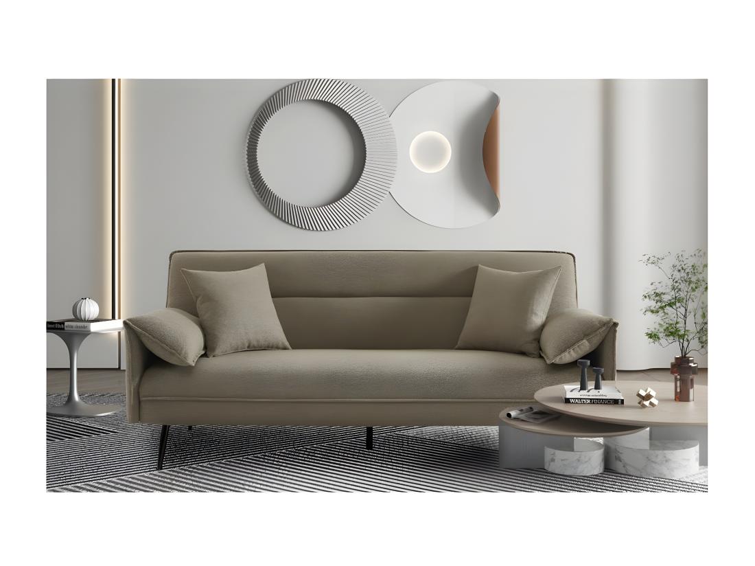 Vente Unique Canapé 3 Places Convertible Beige Collection SILAS