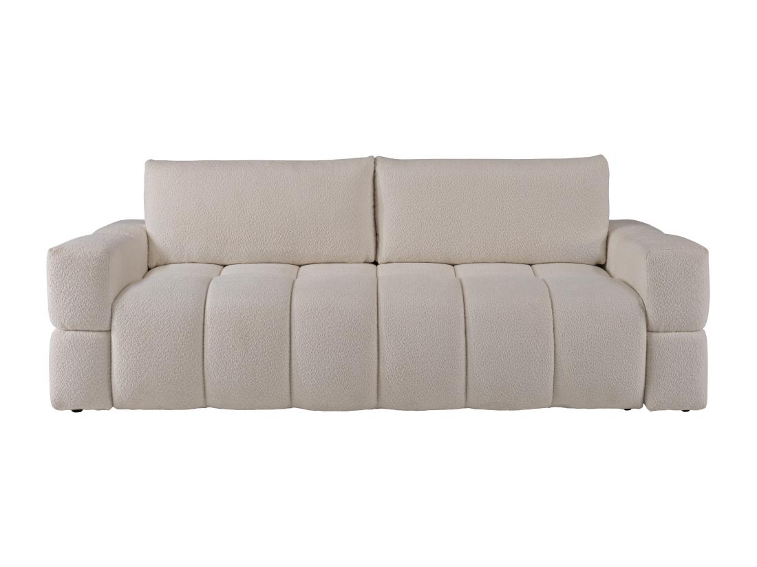 Vente Unique Canapé 3 Places Convertible En Tissu Bouclette Beige ISSORO II