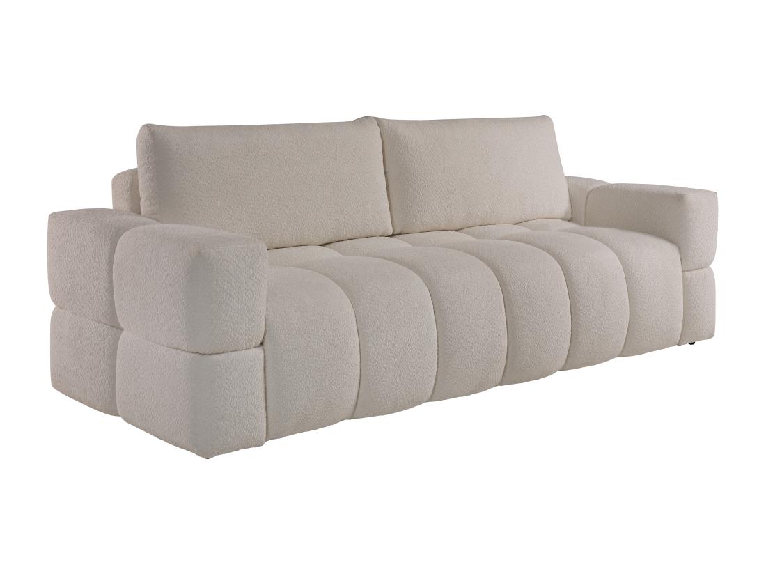 Vente Unique Canapé 3 Places Convertible En Tissu Bouclette Beige ISSORO II