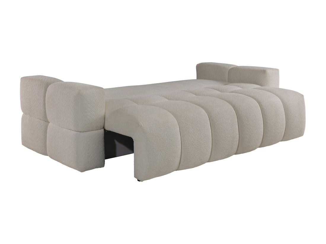Vente Unique Canapé 3 Places Convertible En Tissu Bouclette Beige ISSORO II