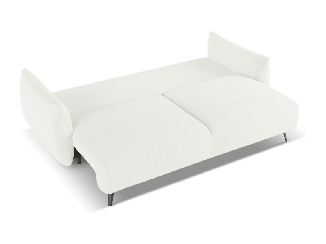 Vente Unique Canapé 3 Places Convertible En Tissu Chenille - Blanc - MALIE