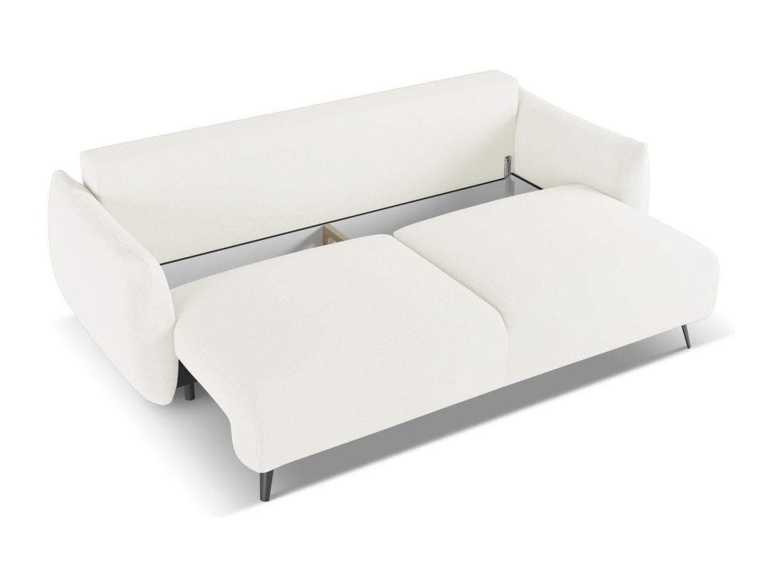 Vente Unique Canapé 3 Places Convertible En Tissu Chenille - Blanc - MALIE