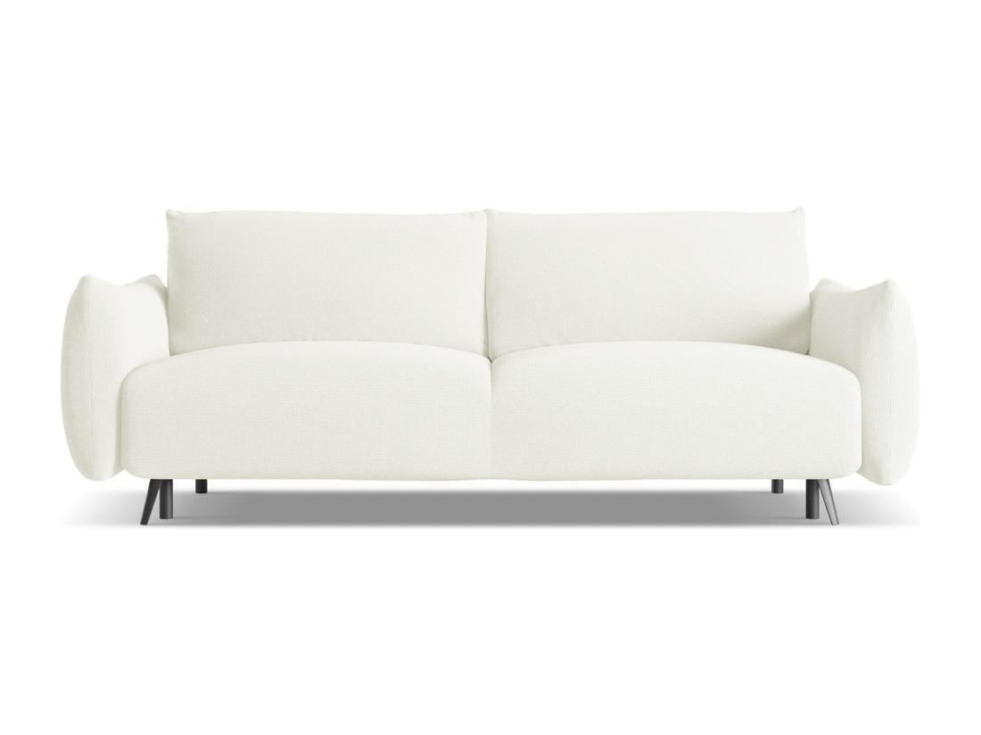 vente unique Canapé 3 places convertible en tissu chenille - blanc - MALIE