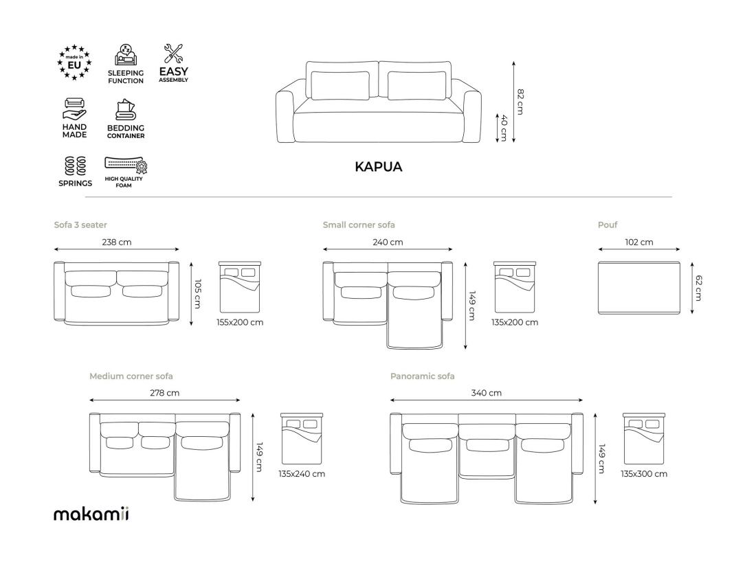 Vente Unique Canapé 3 Places Convertible En Velours - Bouteille Verte - KAPUA