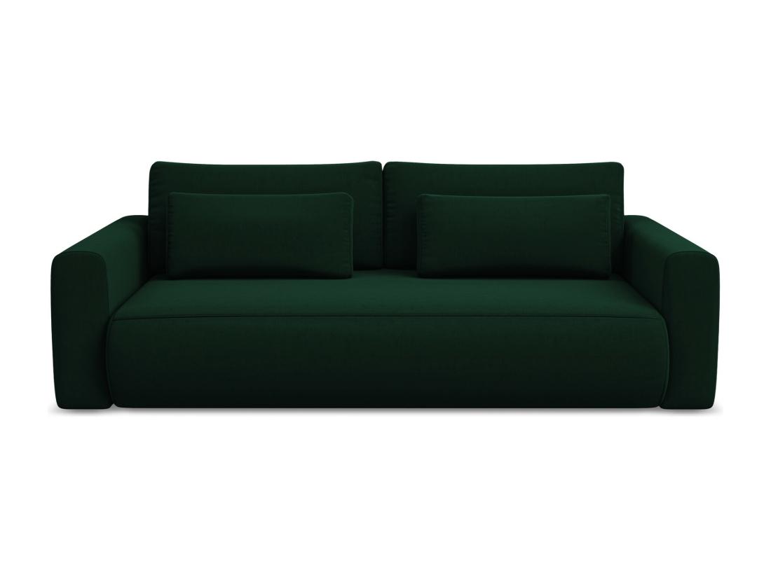 vente unique Canapé 3 places convertible en velours - bouteille verte - KAPUA