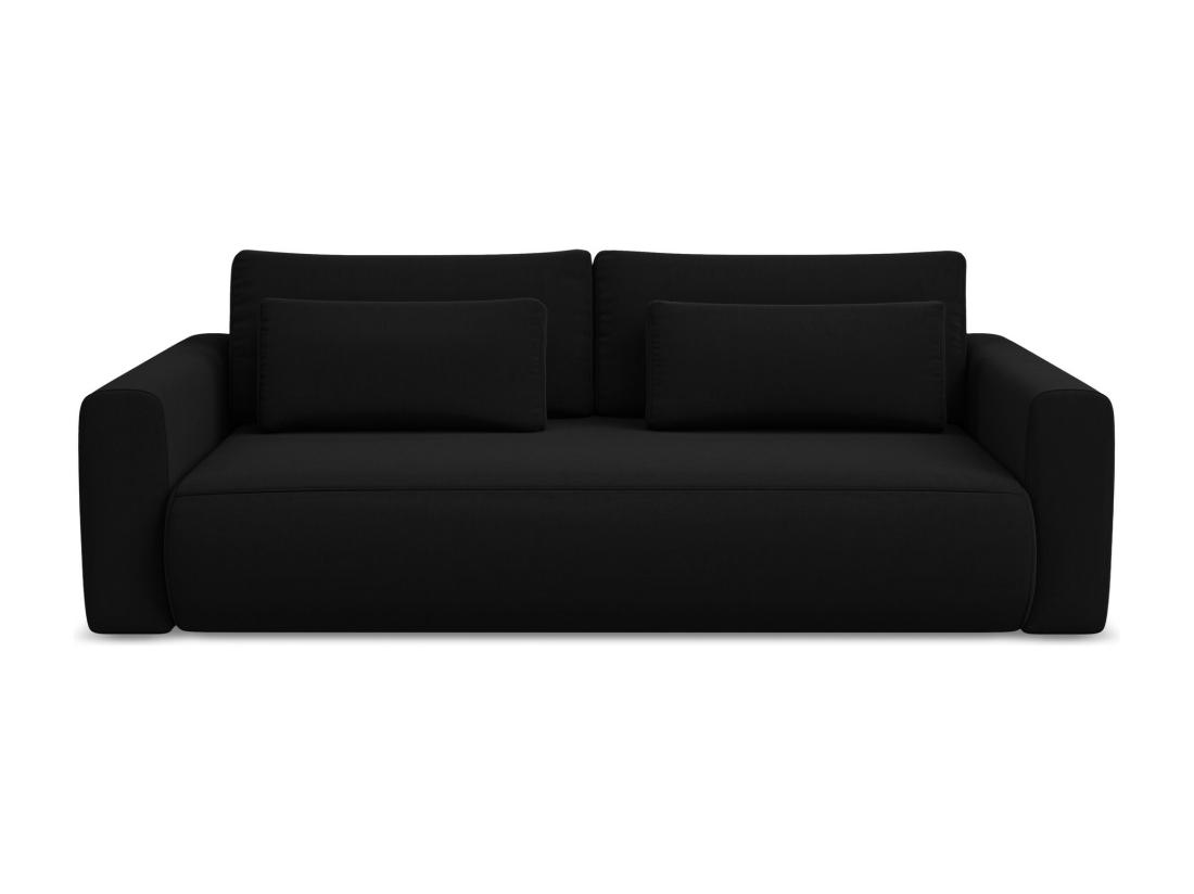 Vente Unique Canapé 3 Places Convertible En Velours - Noir - KAPUA