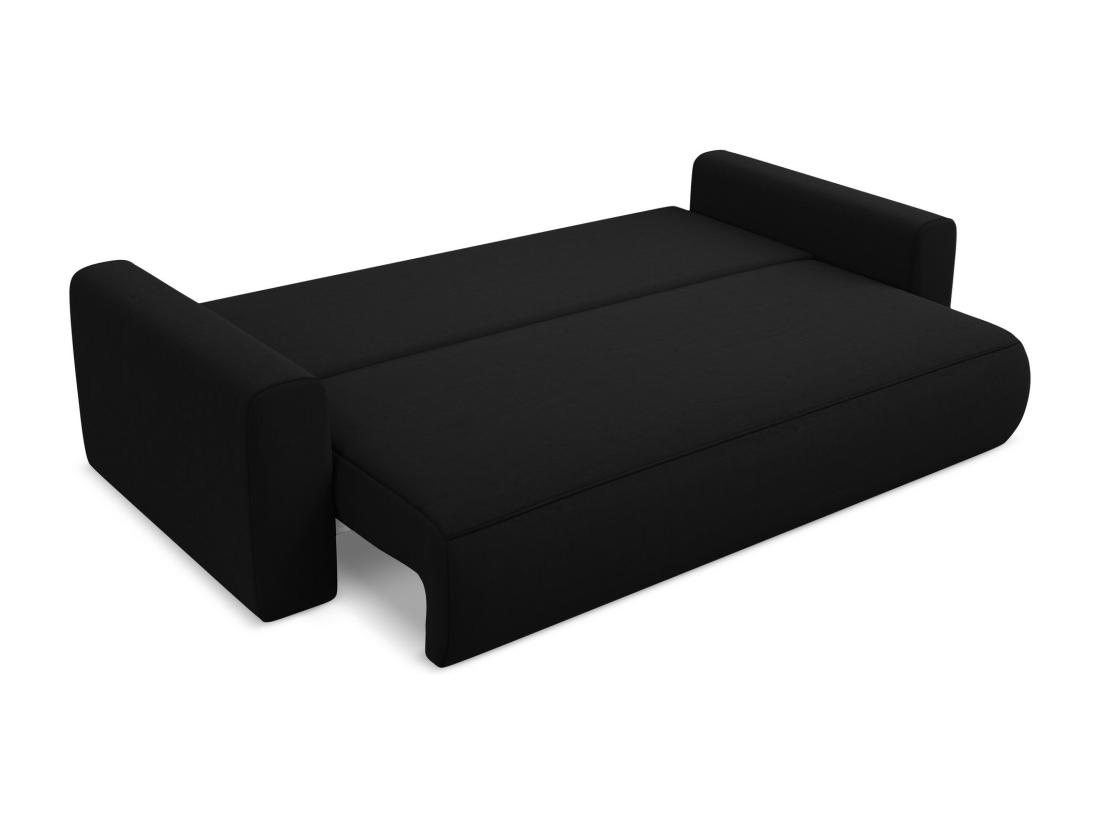 Vente Unique Canapé 3 Places Convertible En Velours - Noir - KAPUA