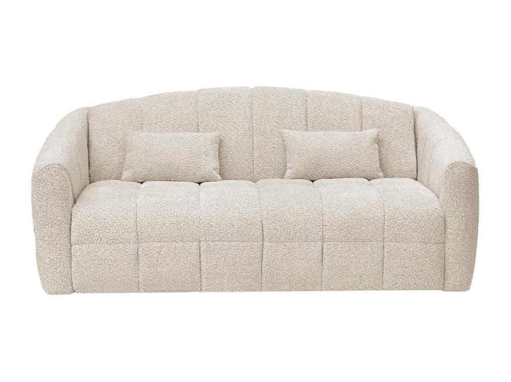 Vente Unique Canapé 3 Places Convertible Express En Tissu Bouclette Beige - Couchage 140 Cm - Matelas 13 Cm RETUNA II