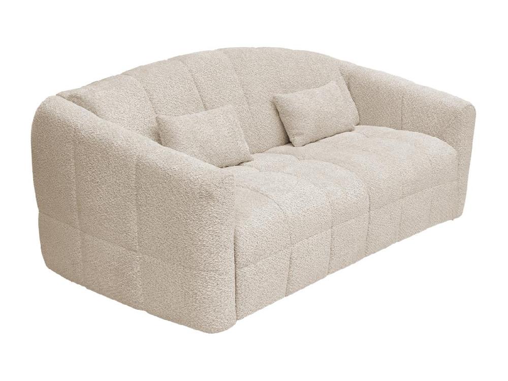 Vente Unique Canapé 3 Places Convertible Express En Tissu Bouclette Beige - Couchage 140 Cm - Matelas 13 Cm RETUNA II