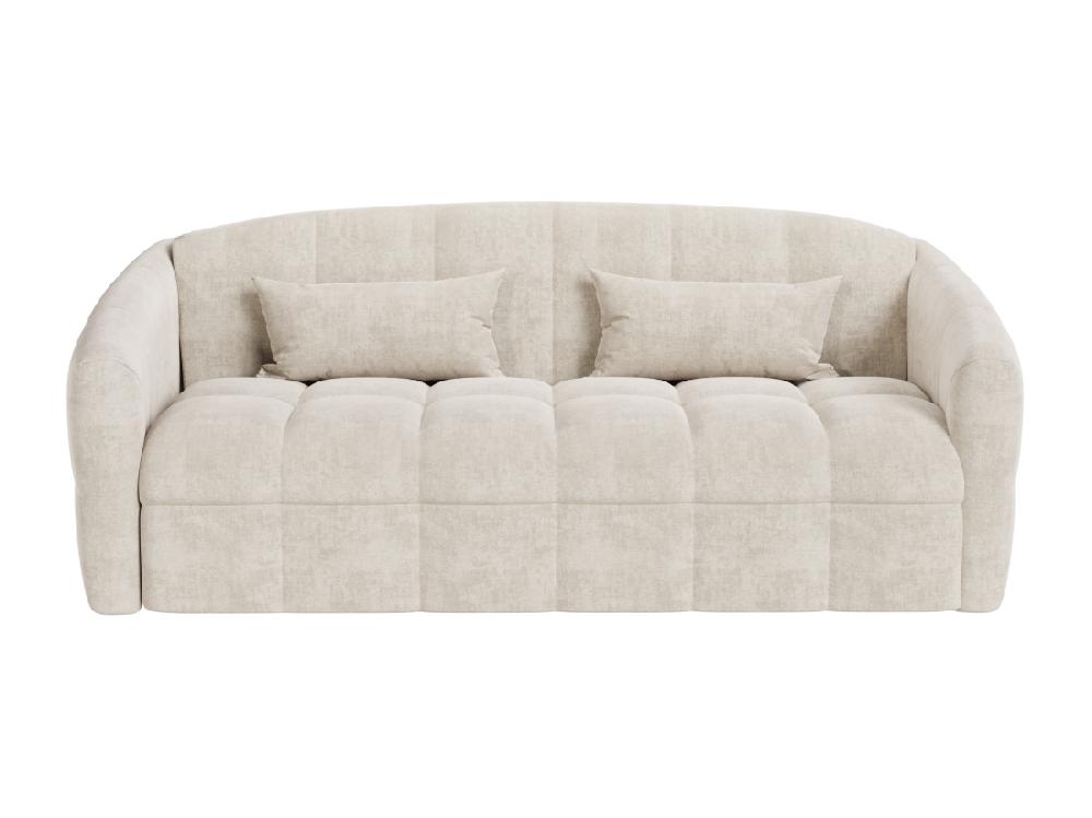 Vente Unique Canapé 3 Places Convertible Express En Velours Beige - Couchage 140 Cm - Matelas 13 Cm RETUNA II