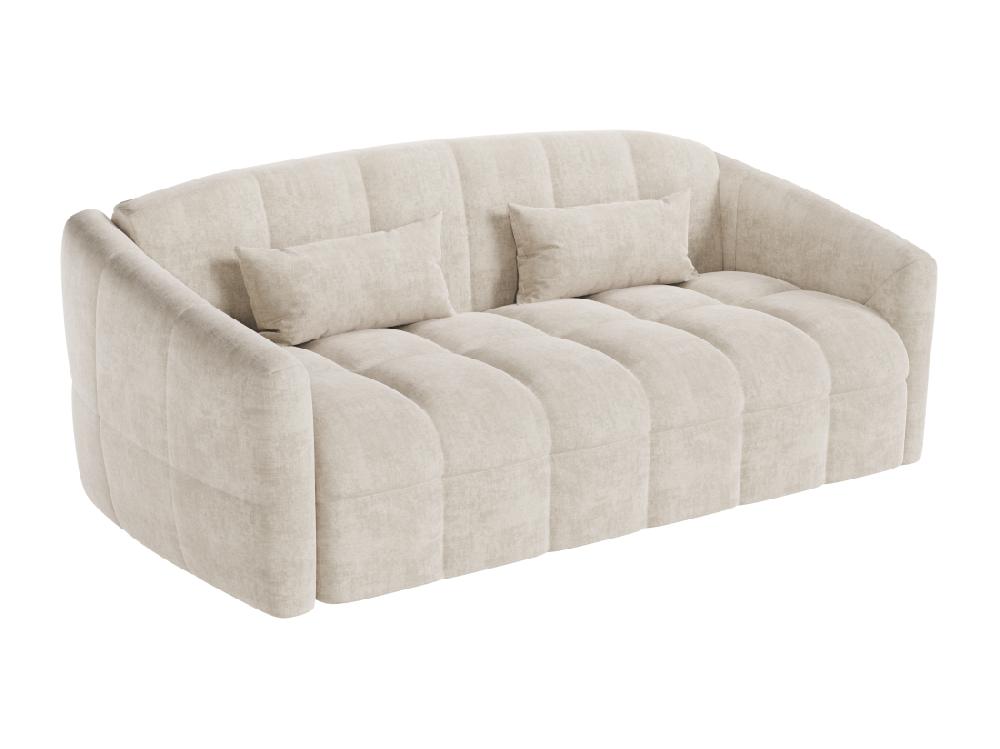 Vente Unique Canapé 3 Places Convertible Express En Velours Beige - Couchage 140 Cm - Matelas 13 Cm RETUNA II